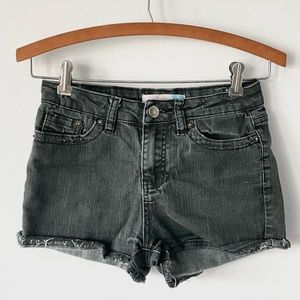 Vintage Havana Distressed Charcoal Gray Wash Denim Jean Shorts